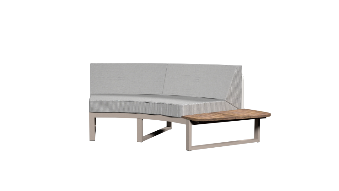 BABBO Left Hand Sectional (Teak) Aluminum Taupe, Stamskin White, Recycled Teak Brushed or HPL Scratched Grey, Cushion Sunbrella Seagull Grey