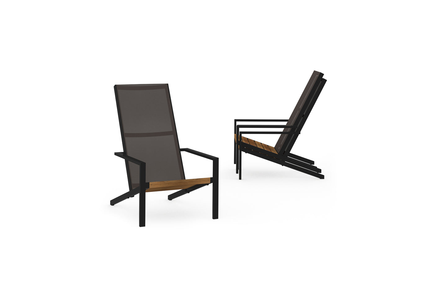 BONDI Adirondack - Ultra Durable, Aluminum Iron Black, Recycled Teak Brushed Teak Shield, Batyline Dark Taupe