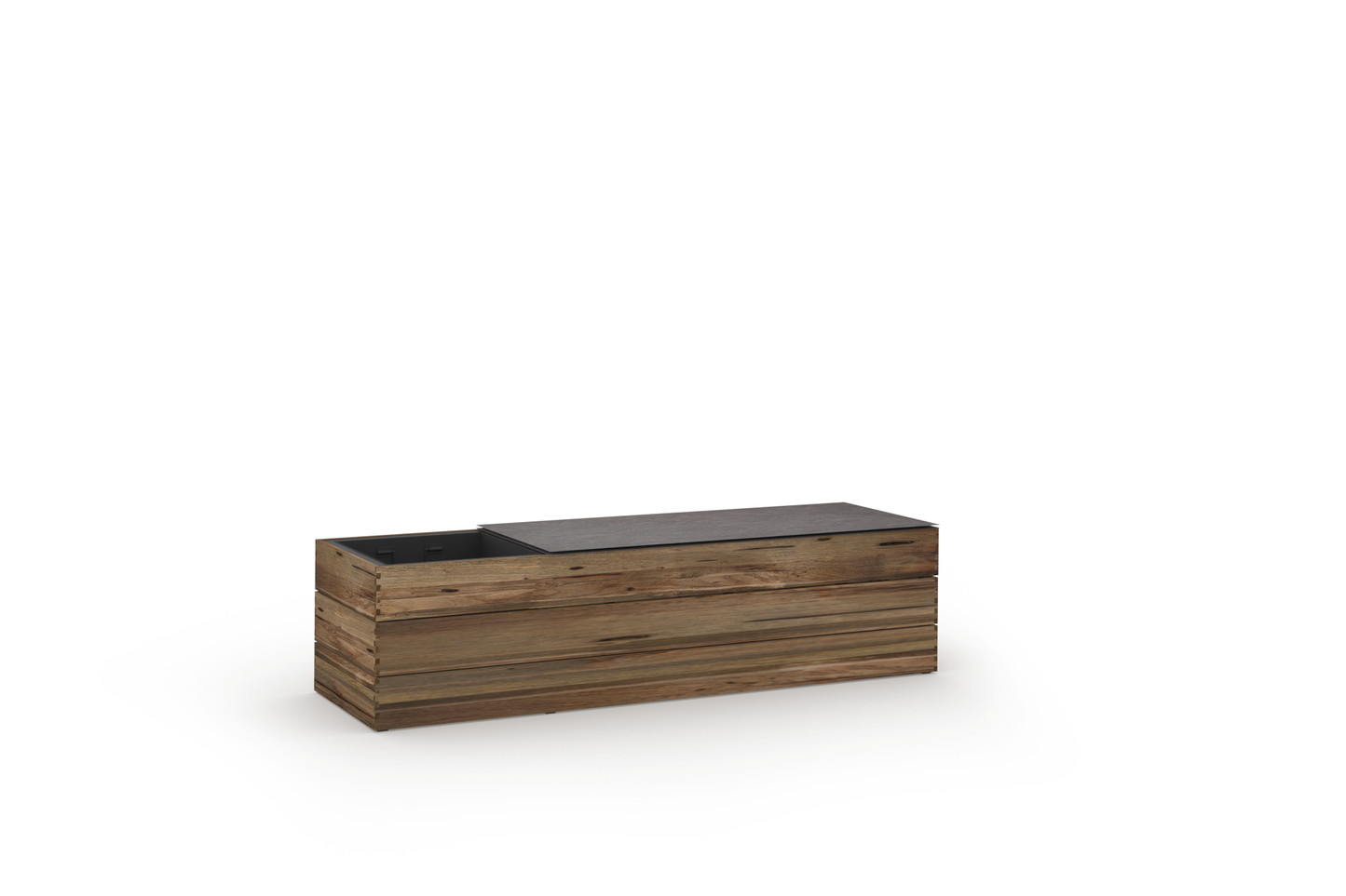 AIKO Planter Bench - Frame: Drift Look Teak Original - Top HPL Slate