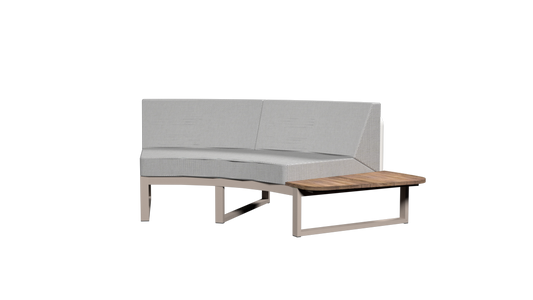 BABBO Left Hand Sectional (Teak) Aluminum Taupe, Stamskin White, Recycled Teak Brushed or HPL Scratched Grey, Cushion Sunbrella Seagull Grey