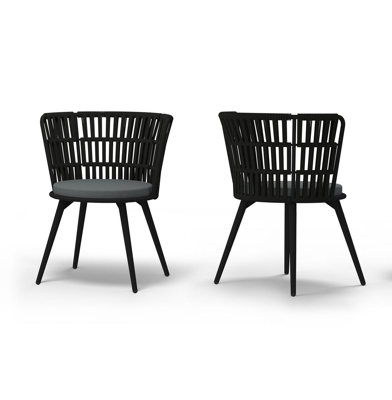 DAISY RAE Dining Chair (Alu Legs), Aluminum Anthracite, Rope Truffle, Cushion Olefin Stone