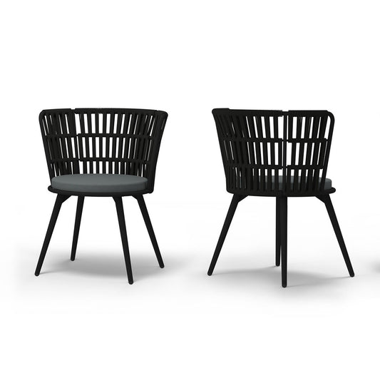 DAISY RAE Dining Chair (Alu Legs), Aluminum Anthracite, Rope Truffle, Cushion Olefin Stone