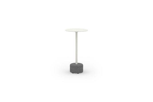 GLYPH Side Table Dia 12" (Alu Top | Stone Base) Base Stone, Aluminum white premium