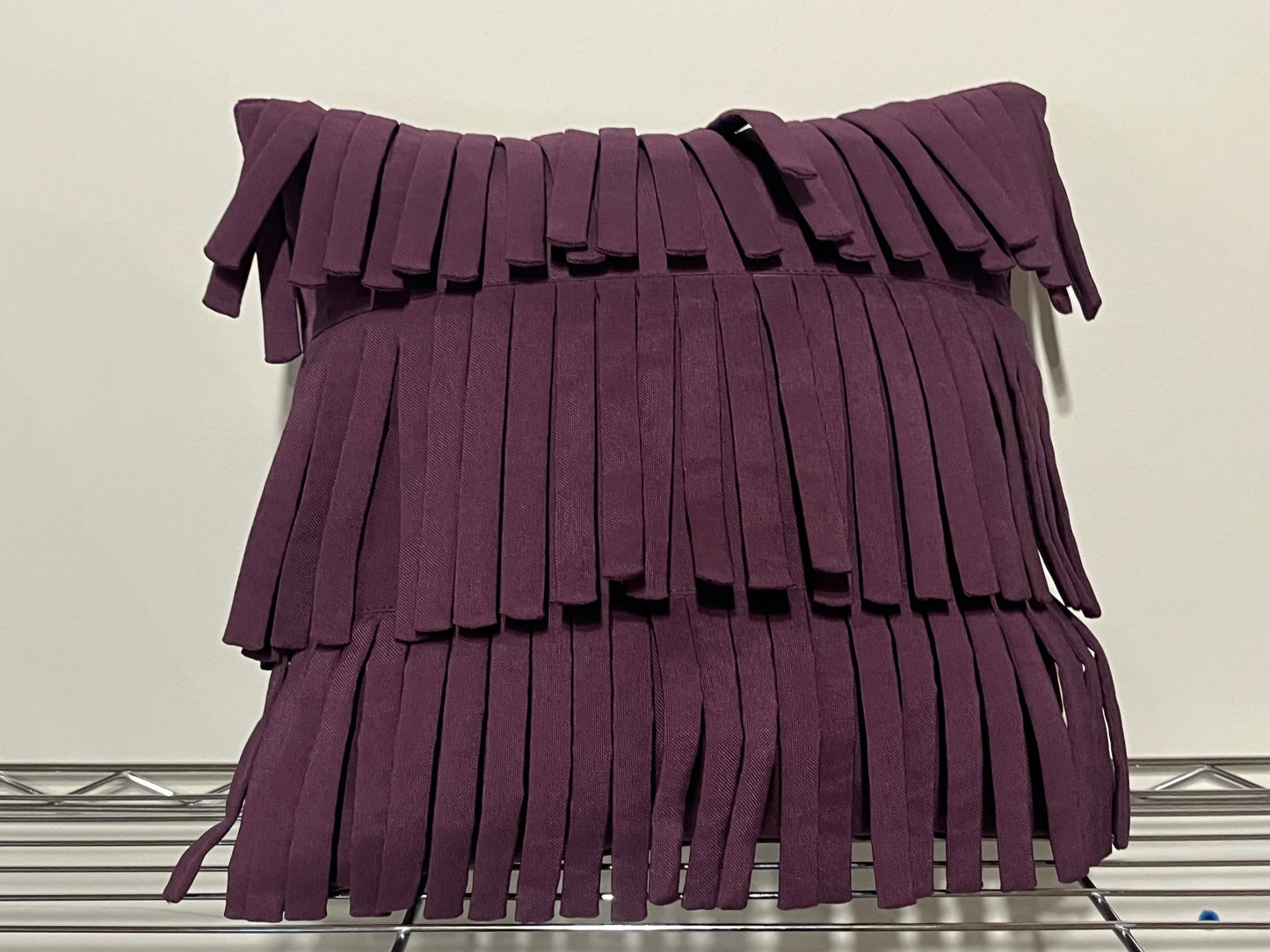 FRINGE Pillow 14x14, Cushion Olefin Aubergine