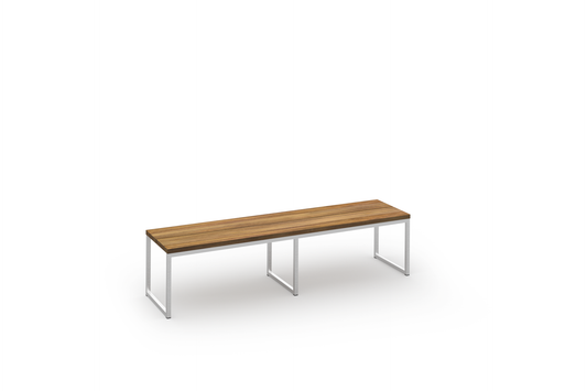 OKO Bench 73, Stainless Steel 304, Recycled Teak Brushed Teak Shield