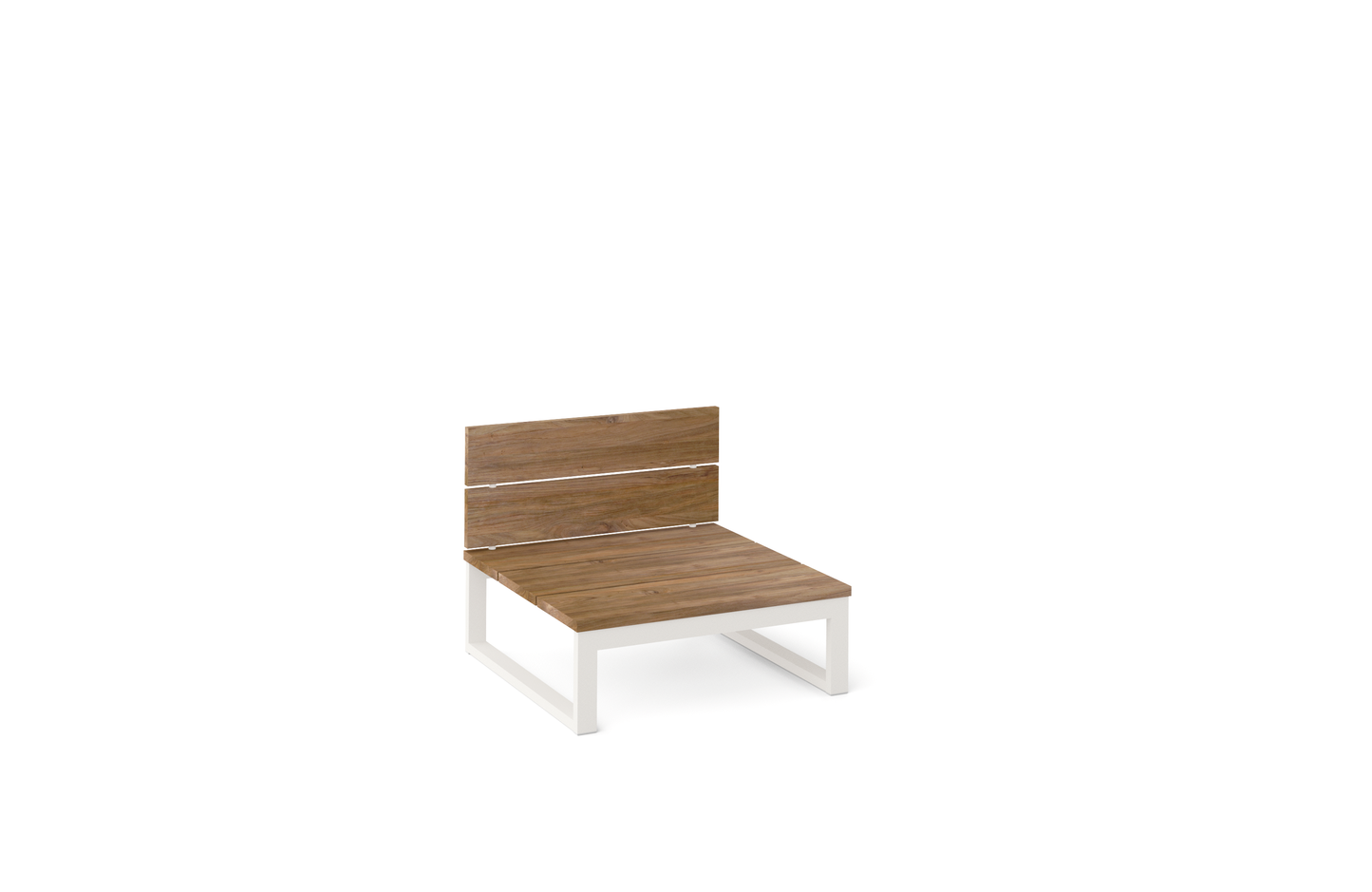 OKO Sectional Seat Stainless Steel White High Gloss, Recycled Teak Brushed Teak Shield