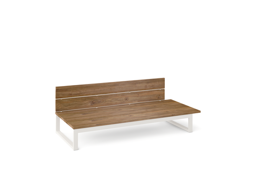 OKO Left Hand Sectional Stainless Steel White High Gloss, Recycled Teak Brushed Teak Shield