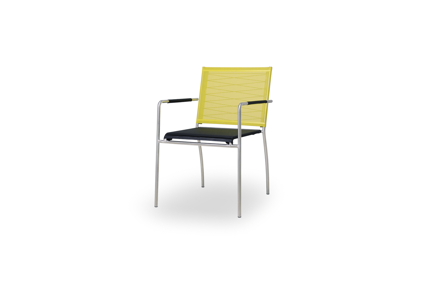 NATUN Stacking Chair (2 Colors), Stainless Steel 304, Sling Batyline Black Seat Lime Backrest