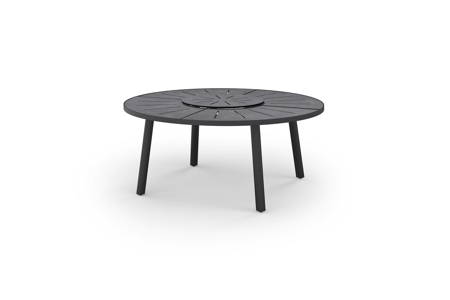 MEIKA Round Table Dia 71", Stainless Steel Anthracite, HPL Volcanic Ash