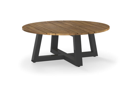 MONO Lounge Table Dia 43.5"x17"H, Aluminum Anthracite, Recycled Teak Brushed Teak Shield