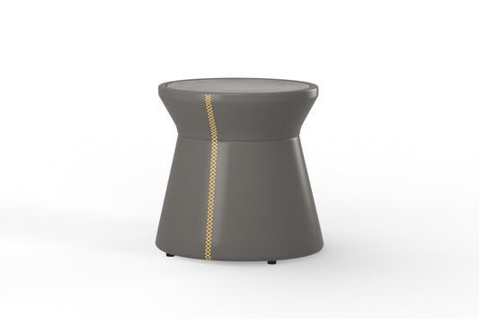 STIZZY Side Table, Upholstery Stamskin Grey Taupe, HPL Scratched Grey