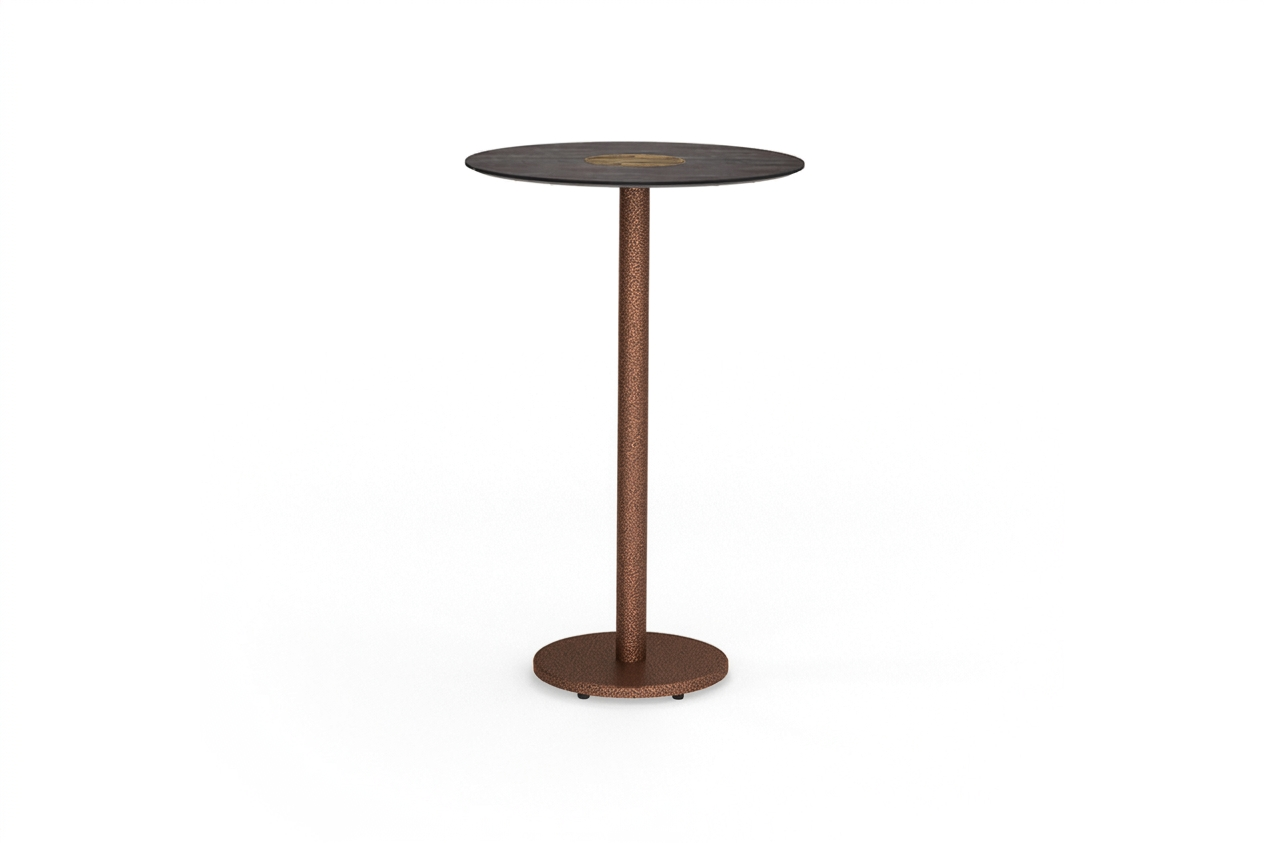 STIZZY Pedestal Bar Table, HPL Carrara Black, Frame Neo Bronze