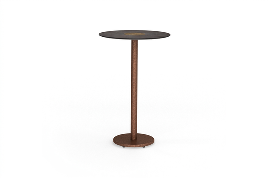 STIZZY Pedestal Bar Table, HPL Carrara Black, Frame Neo Bronze