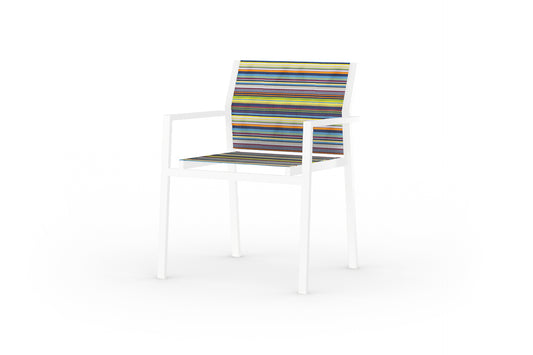 STRIPE Stackable Armchair, Aluminum White, Twitchell Green Barcode