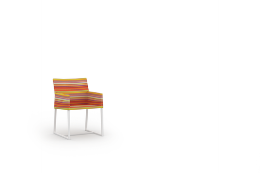 STRIPE Dining Chair, Aluminum White, Twitchell Orange Barcode