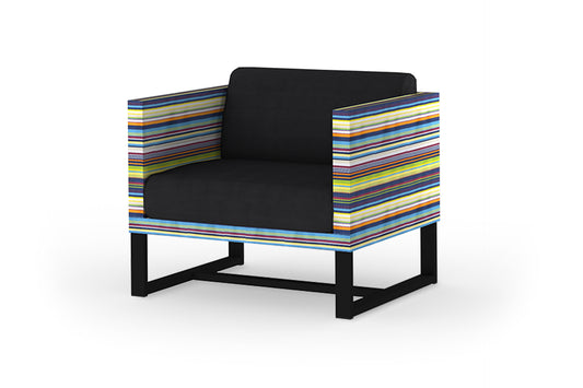 STRIPE Sofa 1-Seater, Aluminum White, Twitchell Green Barcode, Cushion Sunbrella COM
