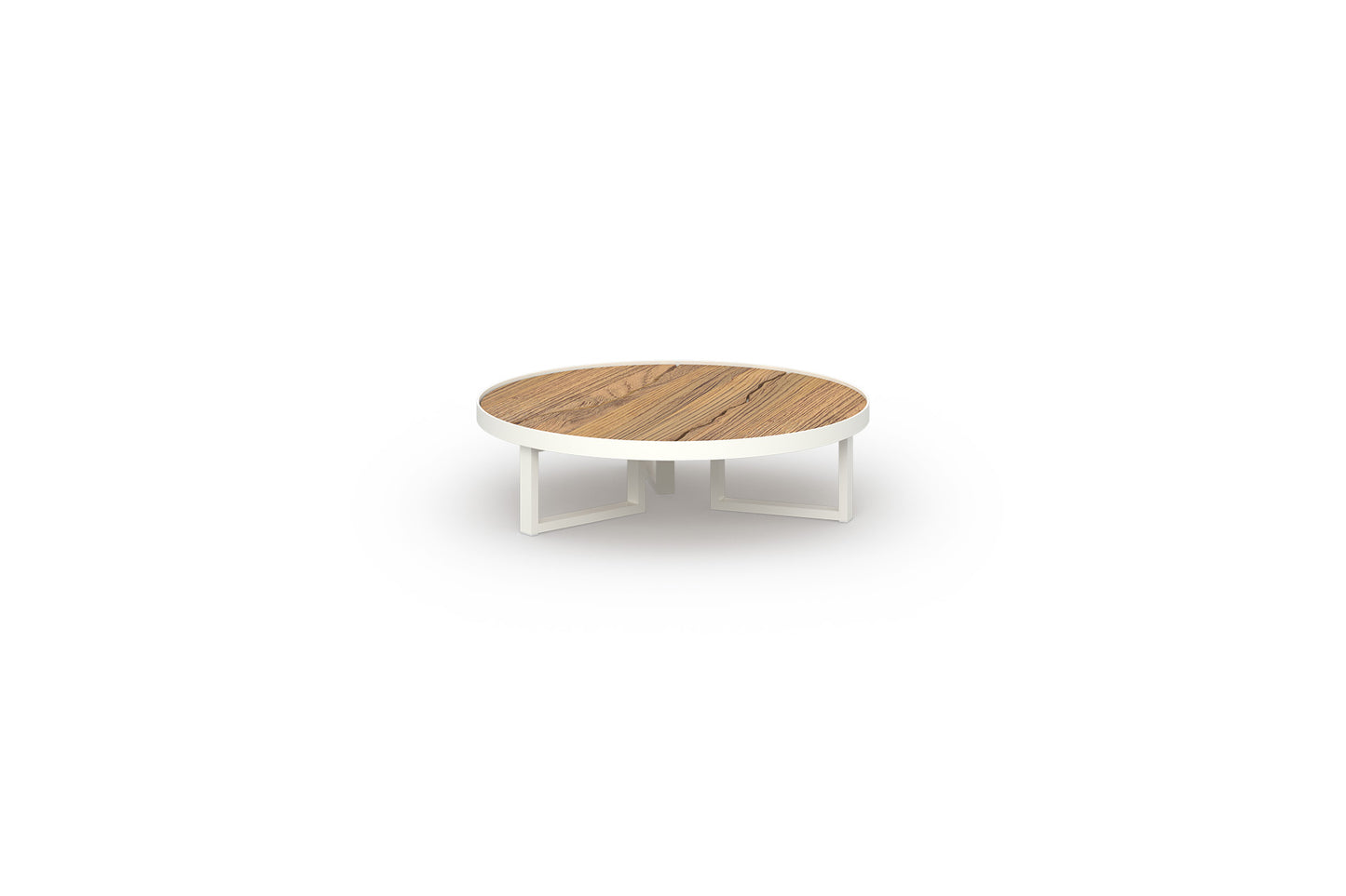 MUNIA Low Table Dia 43" (Teak) Alumunium white premium, Recycled Teak Brushed Teak Shield