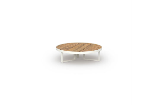 MUNIA Low Table Dia 43" (Teak) Alumunium white premium, Recycled Teak Brushed Teak Shield