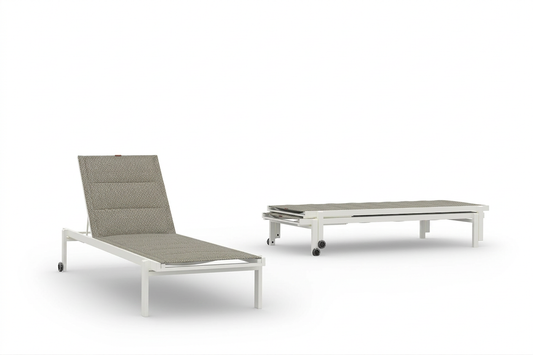 ALLUX Lounger Stack able - Frame white - sling EDEN BEIGE GREY