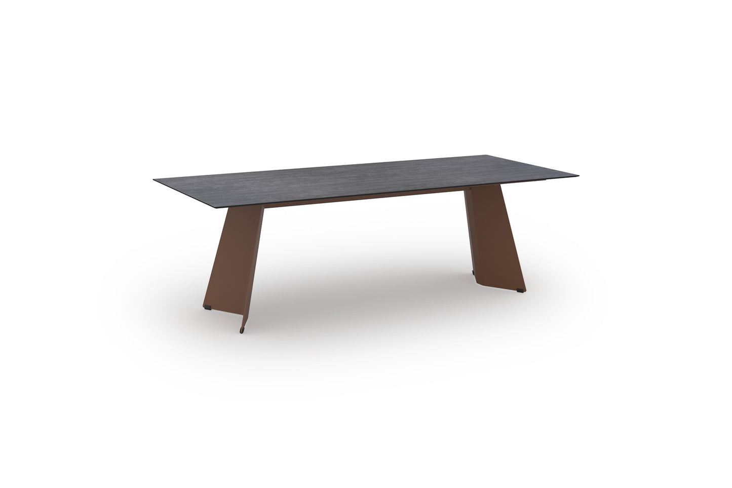 PRADO Dining Table 94.5", Aluminum Rust, Galvanized Steel Rust, HPL Concrete