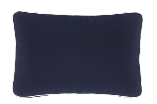 BOX Style Deco Cushion 24"x16", Sunbrella Canvas Navy with Sunbrella White Piping