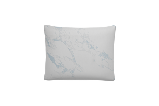 BULLNOSE Style Deco Cushion 18"x14", Sunbrella Specials Marble Glacier Ice