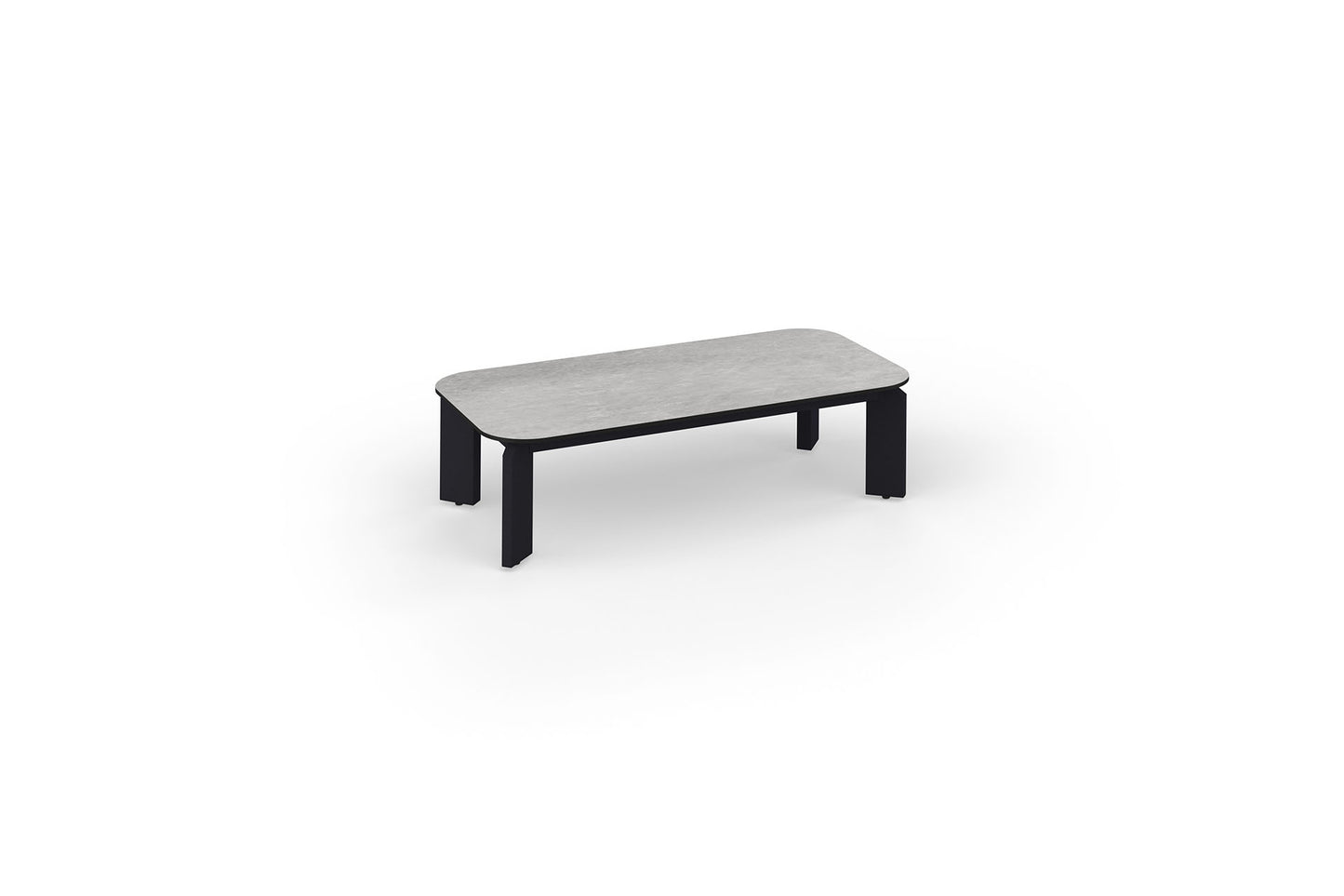 TITAN Coffee Table 55"x27.5" / 140x70 Cm HPL, Legs Aluminum Iron Black, Top HPL Carrara Black