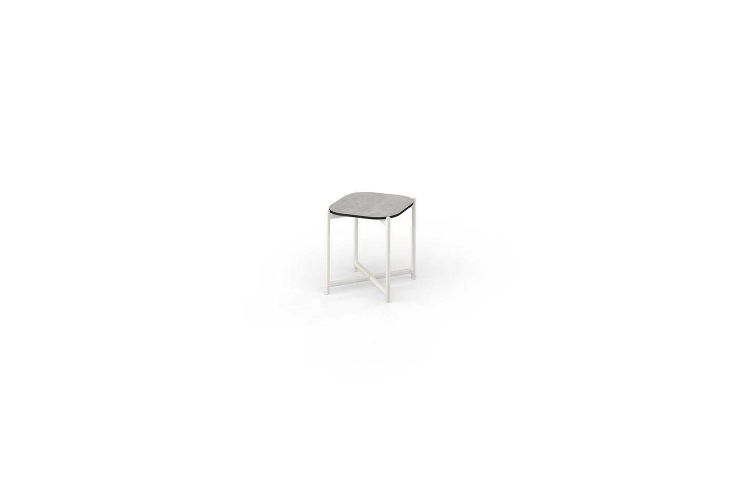 TITAN Side Table with Shelf 16"x16" / 40x40 Cm HPL, Legs Aluminum Cotton, HPL Carrara Black