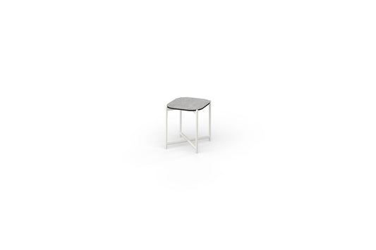 TITAN Side Table with Shelf 16"x16" / 40x40 Cm HPL, Legs Aluminum Cotton, HPL Carrara Black