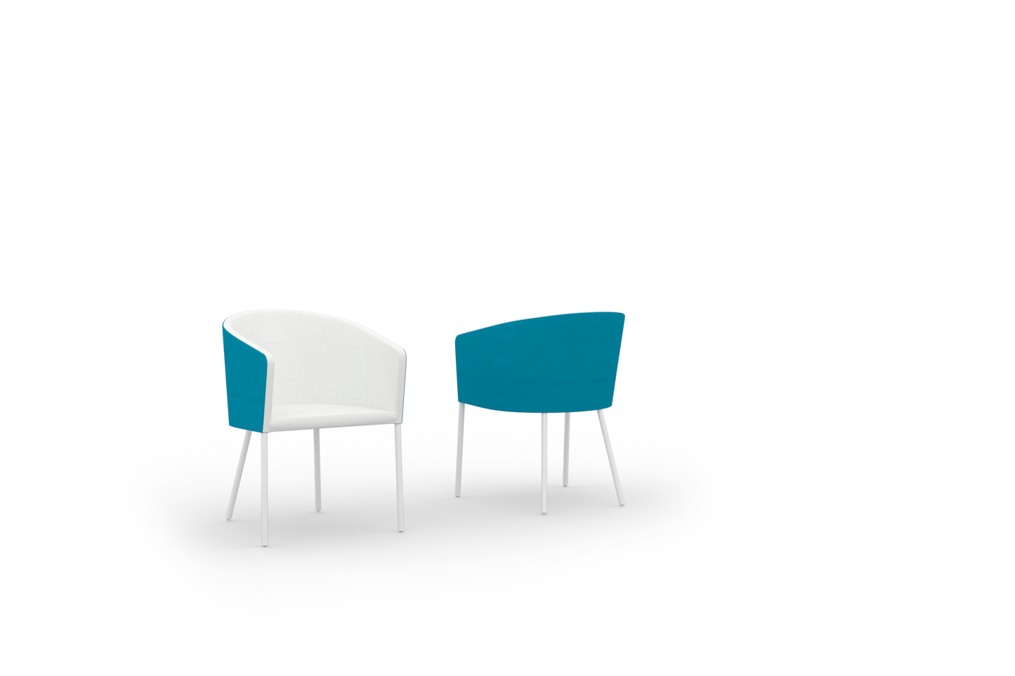 ZUPY Dining Chair (Two Tones), Aluminum White, Upholstery Stamskin Blue, Upholstery Leisuretex White