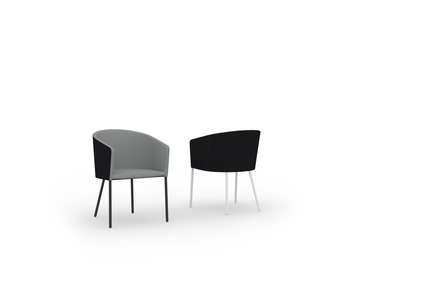 ZUPY Dining Chair (Two Tones), Aluminum Anthracite, Upholstery Stamskin Black, Upholstery Leisuretex Grey