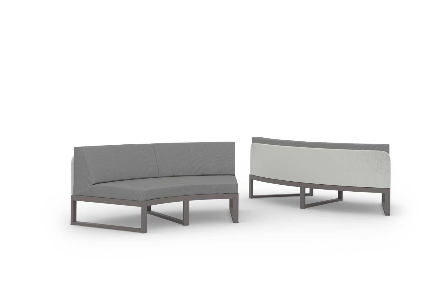 BABBO Sectional Seat, Aluminum Taupe, Upholstery Stamskin White, Cushion Sunbrella Sailcloths Seagull Grey