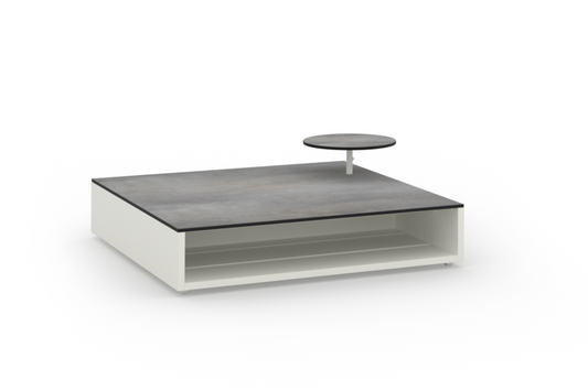 BOULEVARD Coffee Table With Accent Table - Ultra Durable Aluminum Cotton, HPL Scratched Grey