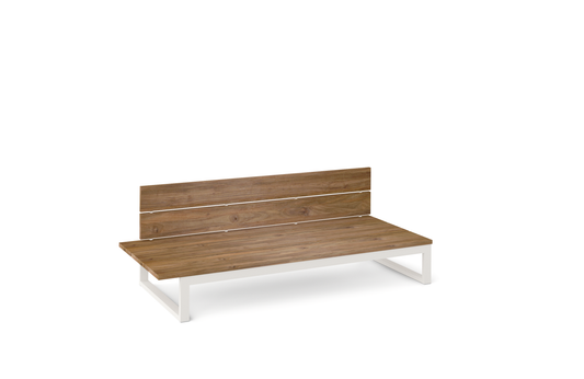 OKO Right Hand Sectional Stainless Steel White High Gloss, Recycled Teak Brushed Teak Shield