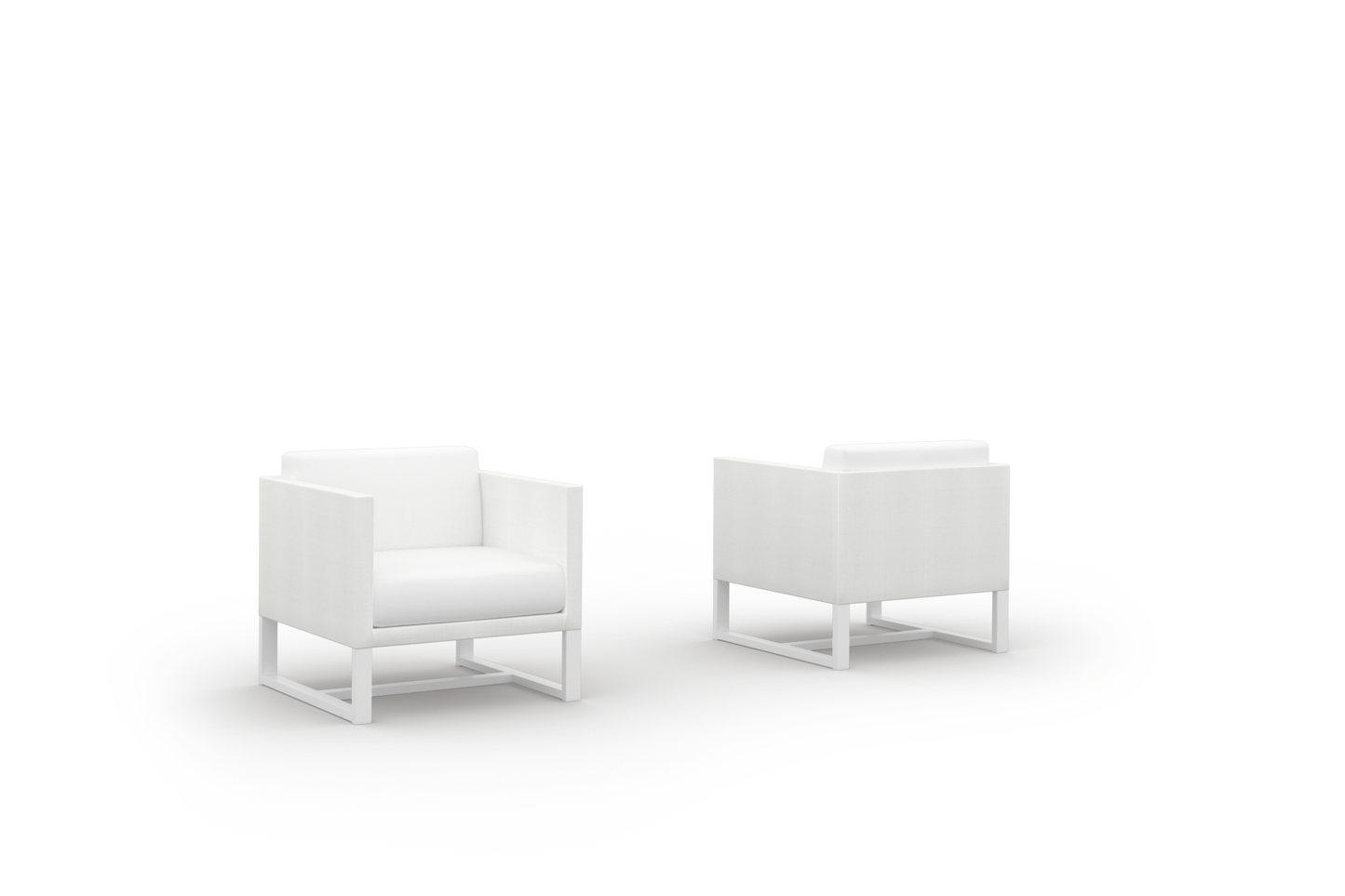 MONO Sofa 1-Seater, Aluminum White, Upholstery Leisuretex White, Cushion Sunbrella White