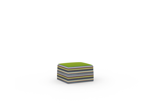 STRIPE Ottoman (Horizontal Stripe), Aluminum White High Gloss, Twitchell Green Barcode, Upholstery Stamskin Lime