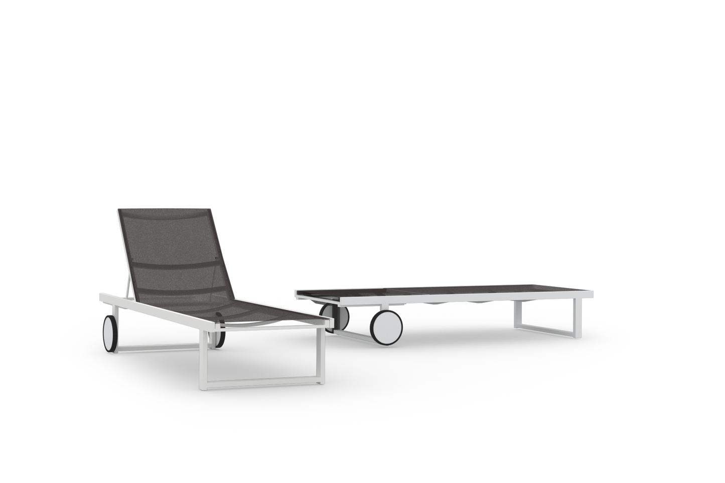 ALLUX Lounger , Aluminum White High Gloss, Sling Batyline Dark Taupe