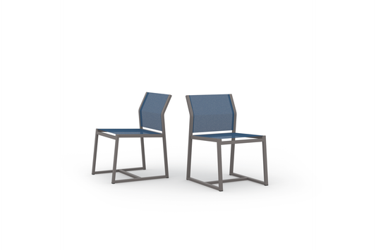 Allux Carver Side Chair - Aluminum Taupe, Sling Batyline Aruba