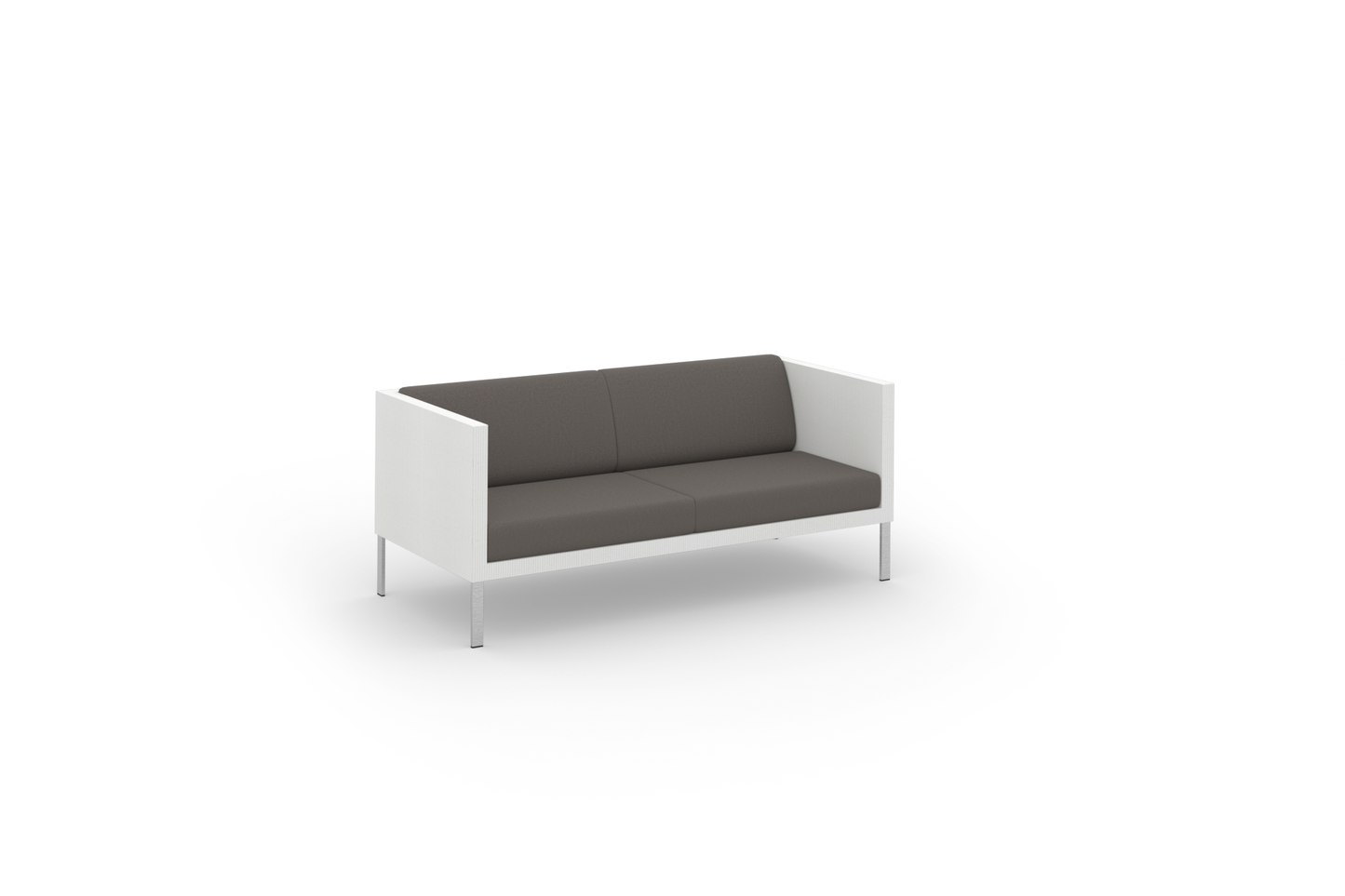 ULU Sofa 2-Seater - Stainless Steel Base - Upholstery Twitchell Leisuretex [White] - Cushion Sunbrella Canvas [Tuape]