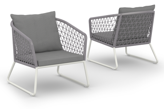 OHANA Casual Chair - Ultra Durable Aluminum Cotton, Rope Barley, Cushion Sunbrella Sailcloths Seagull Grey